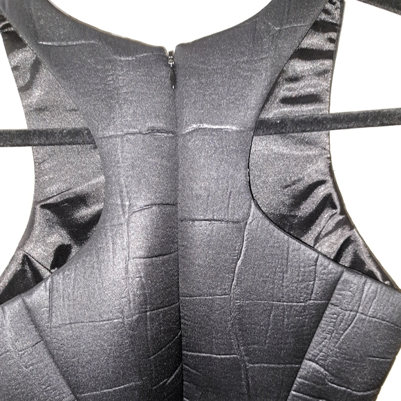MILLY Croc Embossed Neoprene Racerback Dress in Black - Picture 9 of 14